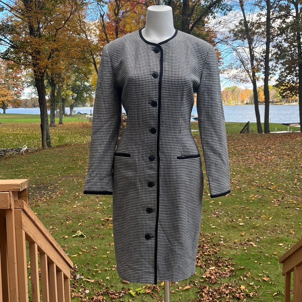 Vintage 80’s Talbots houndstooth button up coat dress 8